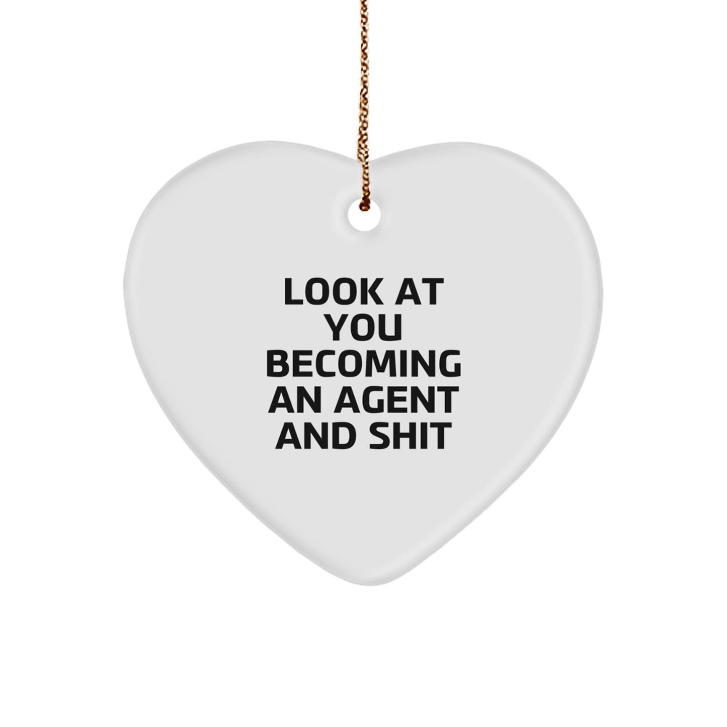 Funny Agent Heart Ornament Gifts from Friends for Christmas, Unique Agent Agent Gifts, Inspirational Agent Heart Shaped MDF Ornament - Image 1