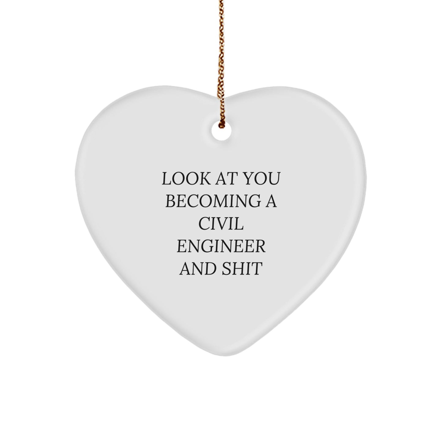 Funny Civil Engineer Heart Ornament Gifts for Him, Gifts from Friends to Coworkers, Christmas Unique Ornaments - Image 1