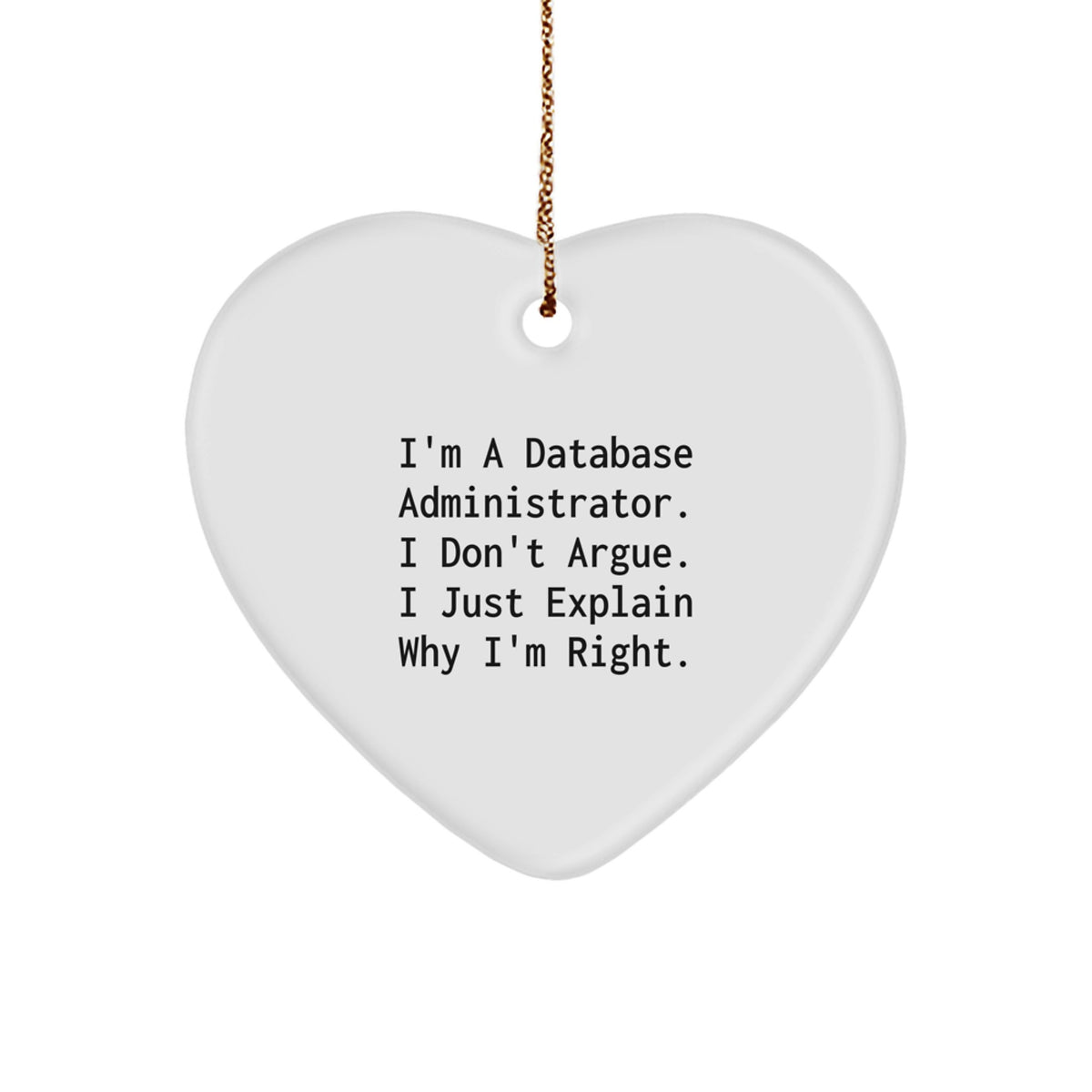 Christmas Gift Surprise for Teens Database Administrator Heart Ornament - Image 1