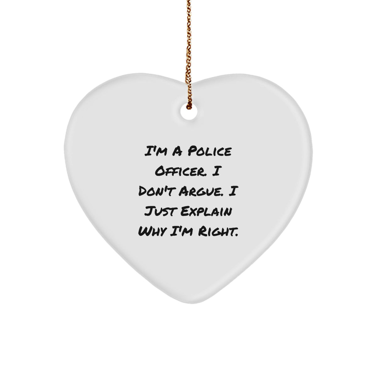 Police Officer Keepsake Heart Christmas Ornament for Him Durable Gift - Image 1