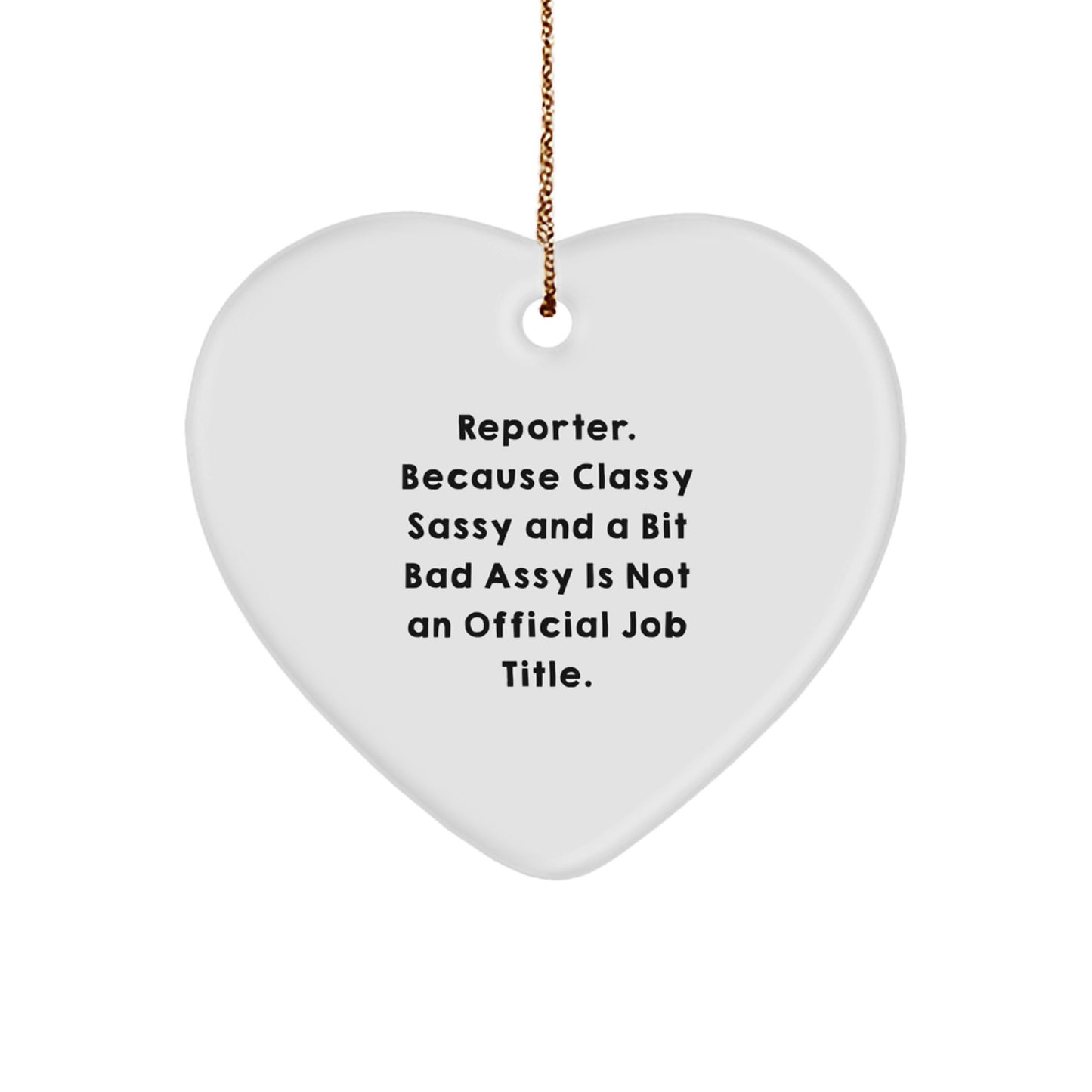 Funny Reporter Gifts, Heart Ornament for Reporter Friends, Christmas Unique Gifts from Friends for Reporter - Image 1
