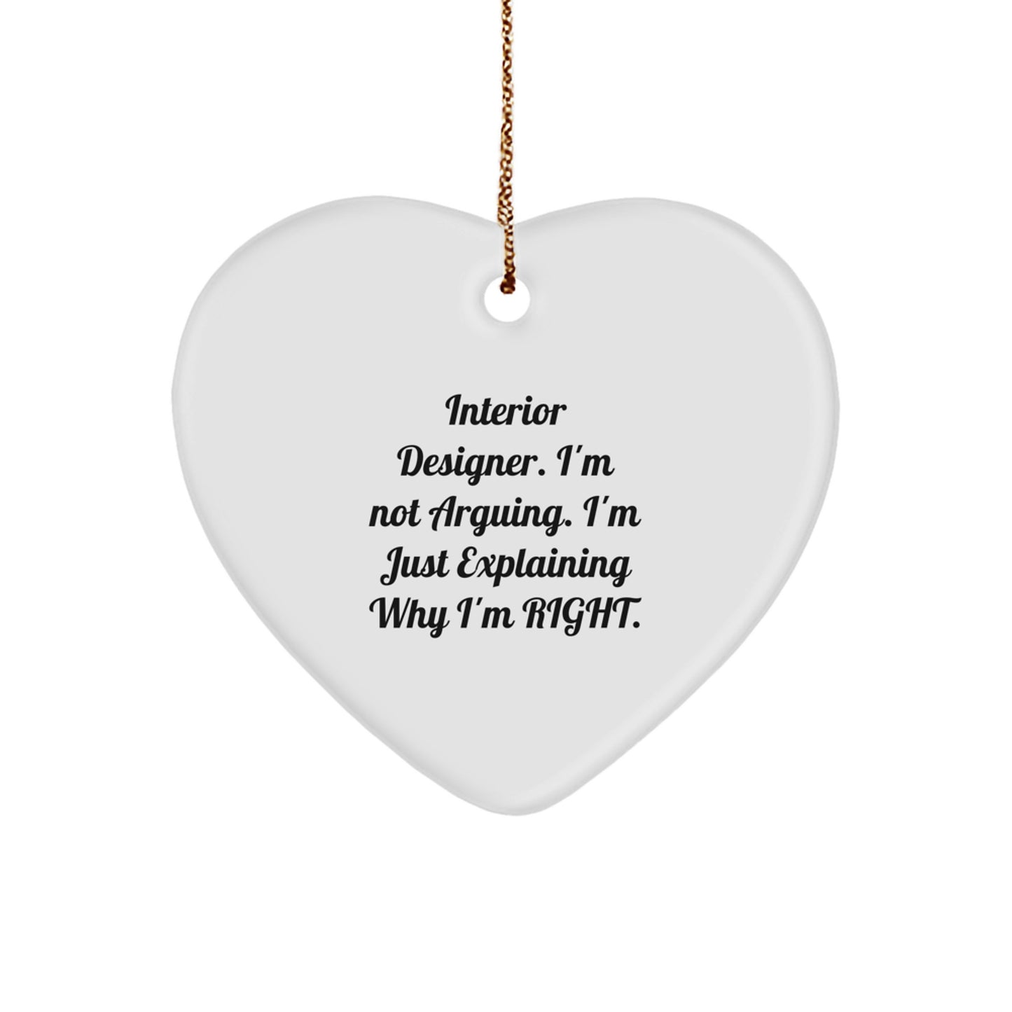 Funny Interior Designer Gifts for Women, Heart Ornament with Inspirational Quote, Gifts from Family to Interior Designer, Interior Designer Christmas Unique Gifts - Image 1