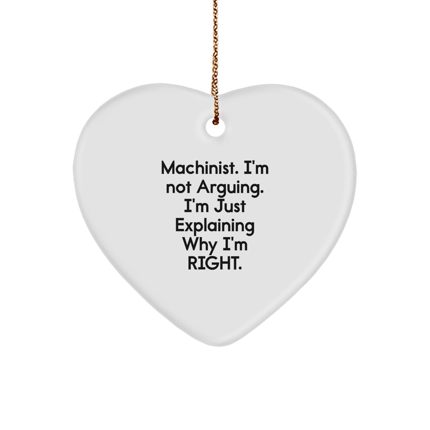 Machinist Gifts from Men, Funny Heart Ornament for Christmas Unique Gifts, Gifts for Machinist, Machinist Heart Ornament - Image 1