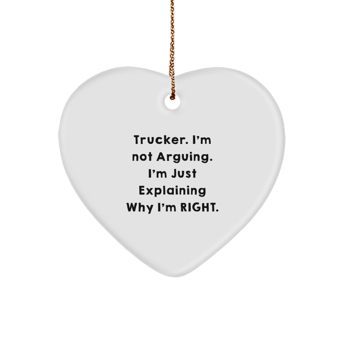 Funny Trucker Gifts from Friends - Heart Ornament for Christmas Unique Gifts for Trucker Men - Image 1