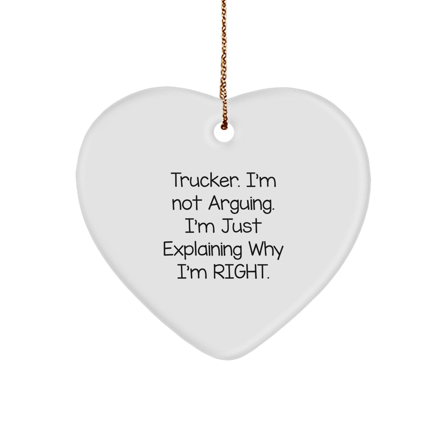 Trucker Funny Quote Heart Ornament Gifts from Men for Trucker Christmas Unique Finds - Image 1