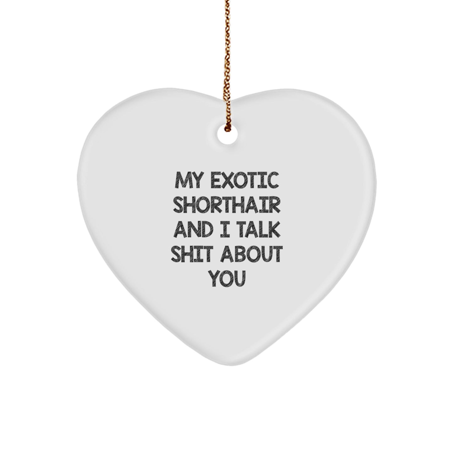 Funny Exotic Shorthair Cat Gifts for Women, Heart Ornament, Christmas Unique Gifts from Friends, 'My Exotic Shorthair And I Talk Shit About You' - Image 1