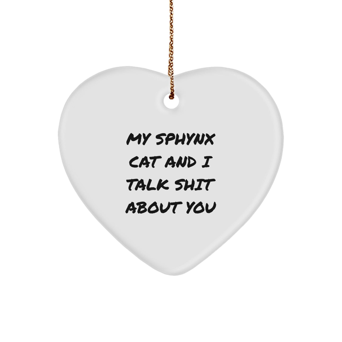 Christmas Gift for Her Sphynx Cat Heart Ornament Present With Quote - Image 1