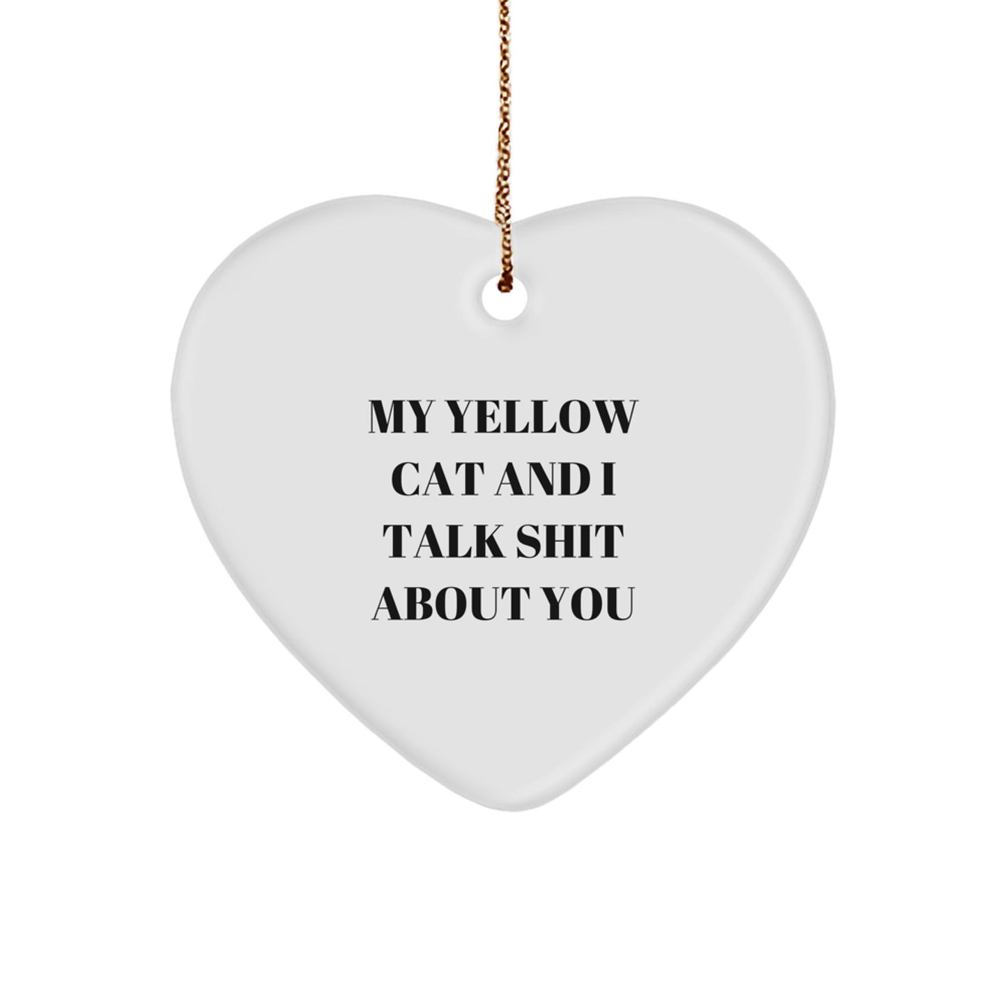 Funny Yellow Cat Heart Ornament Gifts from Family to Friends for Christmas - Image 1