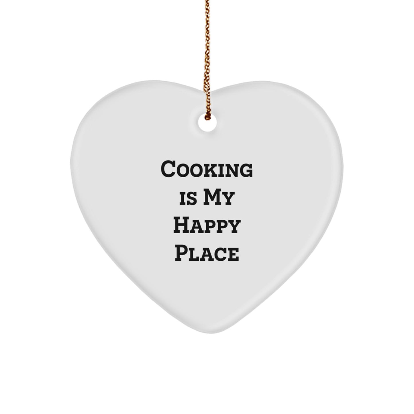 Gifts from Friends for Cooking Lovers - Heart Ornament with Cooking Is My Happy Place Quote, Christmas Unique Gifts for Women - Image 1