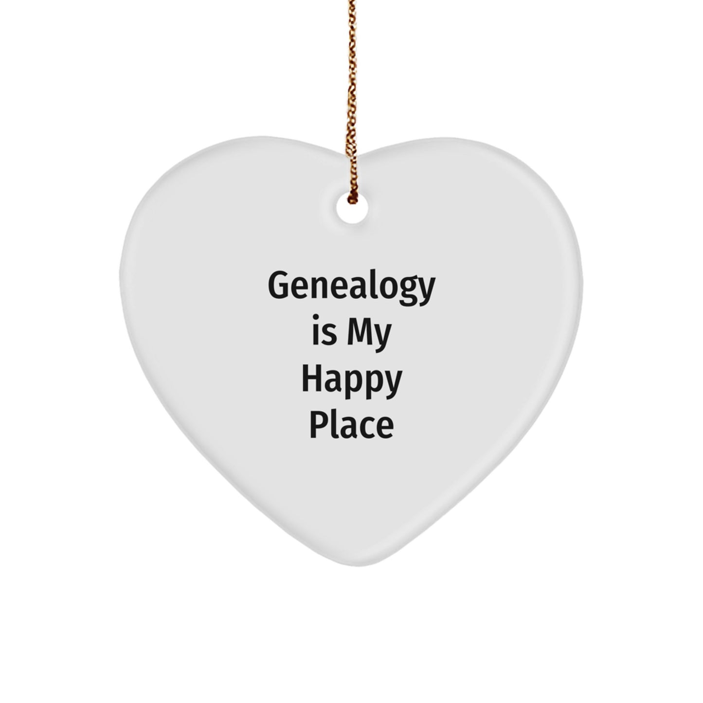 Gifts from Family Members, Heart Shaped Genealogy Ornament Gifts for Genealogy Enthusiasts, Inspirational 'Genealogy Is My Happy Place' Quote Christmas Unique Gifts - Image 1