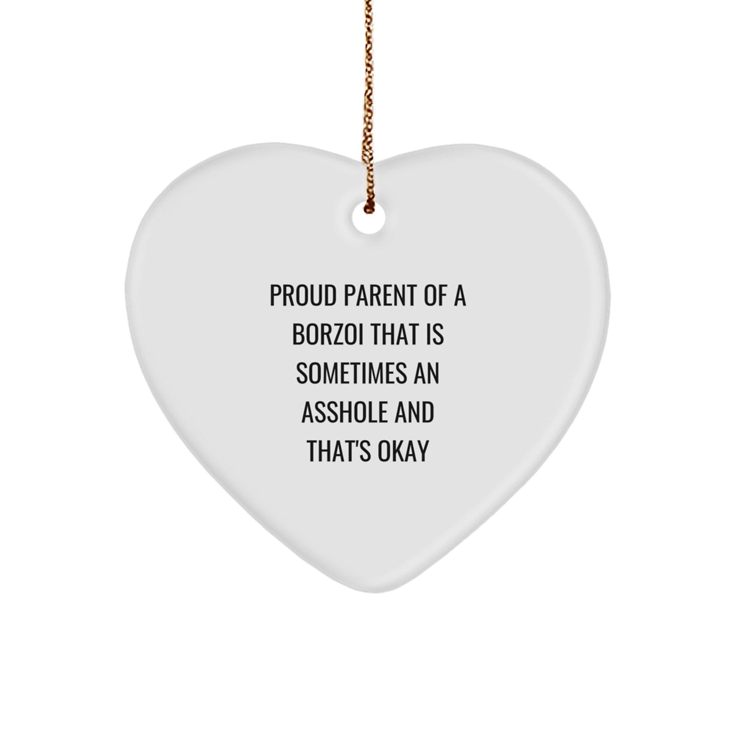 Funny Borzoi Dog Gifts from Friends for Proud Borzoi Parent Christmas Unique Decorations, Proud Parent of a Borzoi Heart Ornament - Image 1