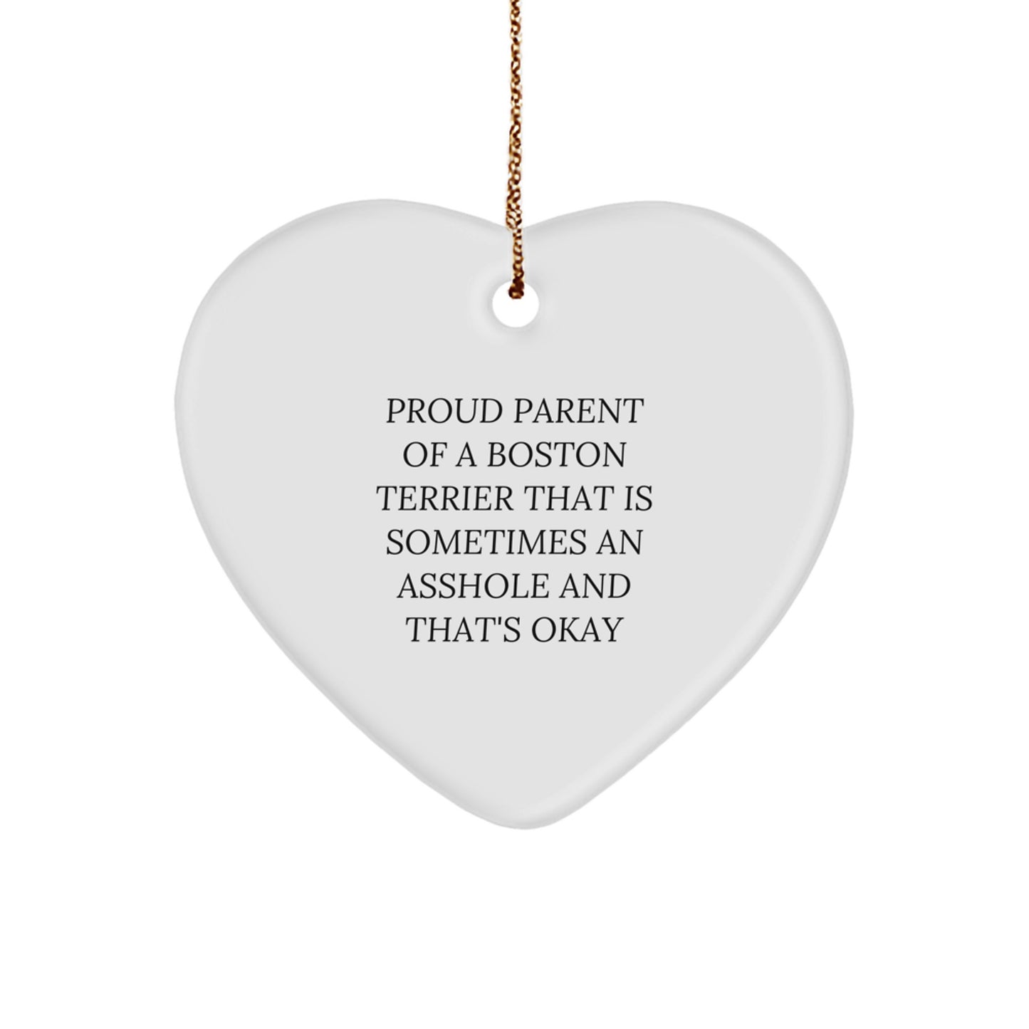 Witty Boston Terrier Heart Ornament Novelty for Friends Christmas Gift - Image 1