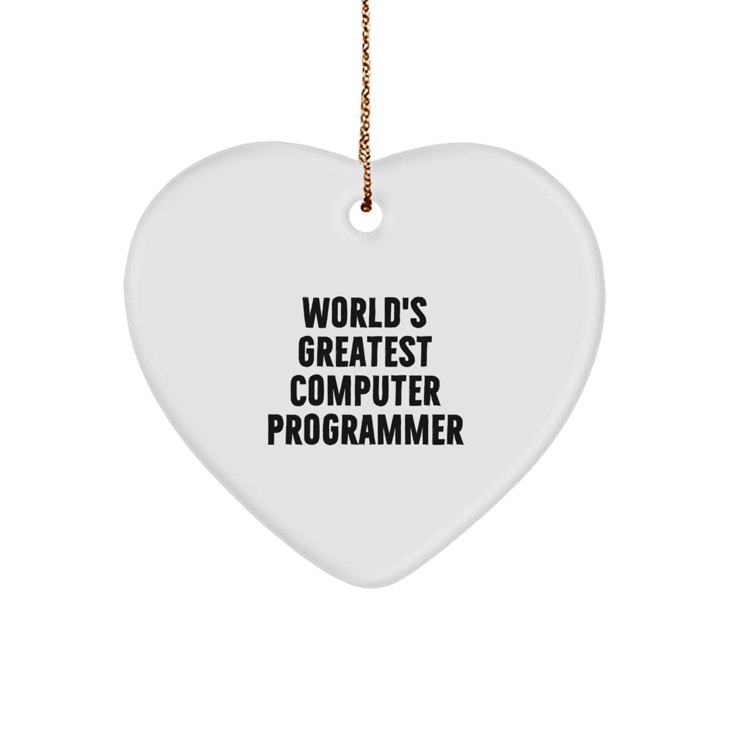 Funny Computer Programmer Gifts for Him, Heart Ornament, 'World's Greatest Computer Programmer' Quote, Gifts from Men to Friends, Christmas Unique Decorations - Image 1