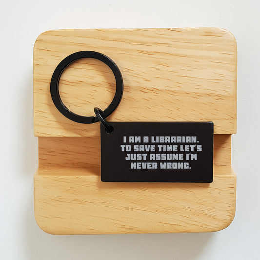 Librarian Keychain Gifts from Friends for Librarian, Funny Quote Keychain, Birthday Unique Gifts for Librarian, Stainless Steel Keychain - Image 2