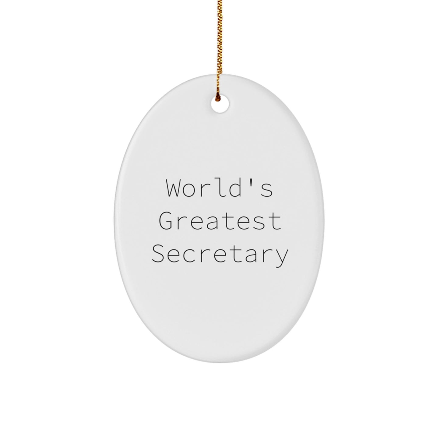 Funny World's Greatest Secretary Oval Ornament Gifts from Family, Friends for Christmas - Image 1