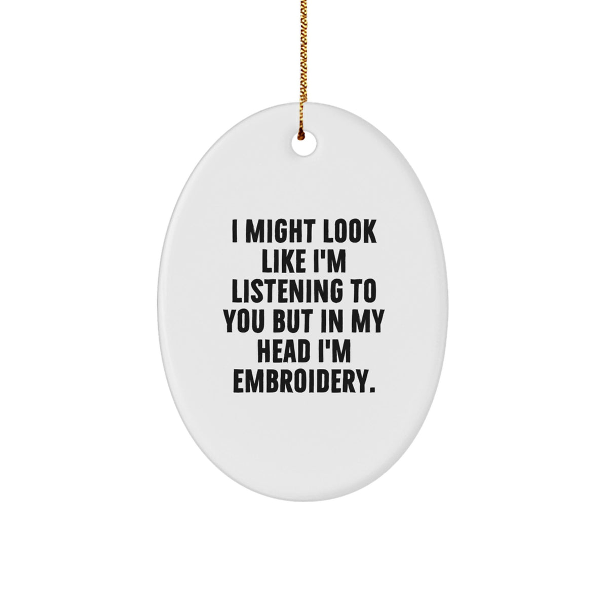 Christmas Unique Gift for Her Embroidery Oval Ornament Present - Image 1