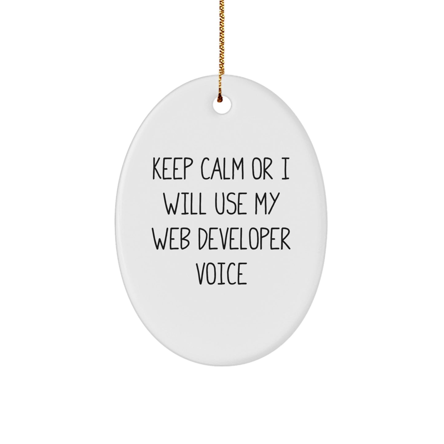 Keep Calm Web Developer Gifts, Oval Ornament for Men, Women, Friends, Coworkers, Funny Christmas Decorations from Friends, Family, Coworkers to Web Developers, Programmers, Coders - Image 1
