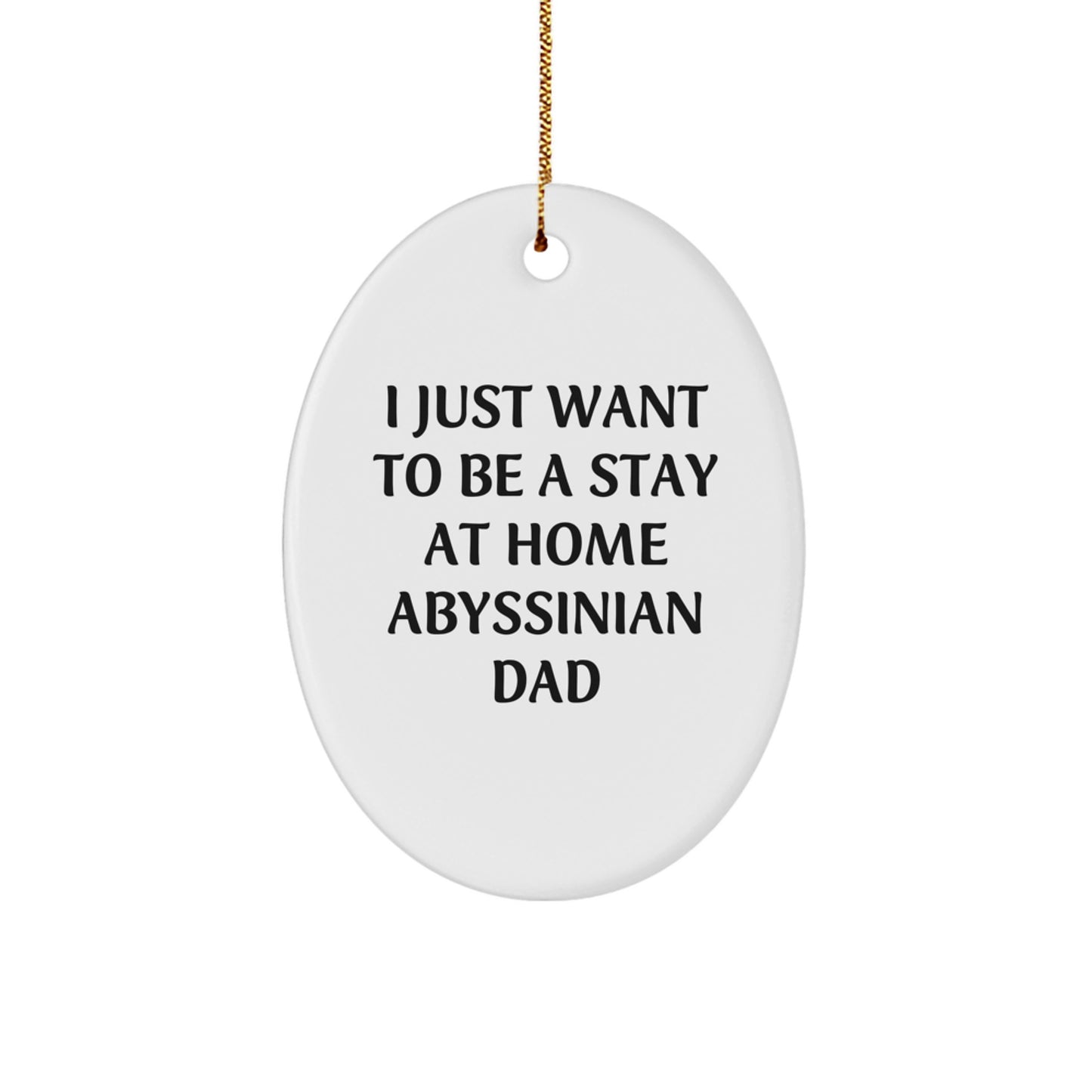 Funny Abyssinian Cat Gifts from Dad for Stay at Home Dads - Oval Ornament Christmas Unique Gifts - Image 1