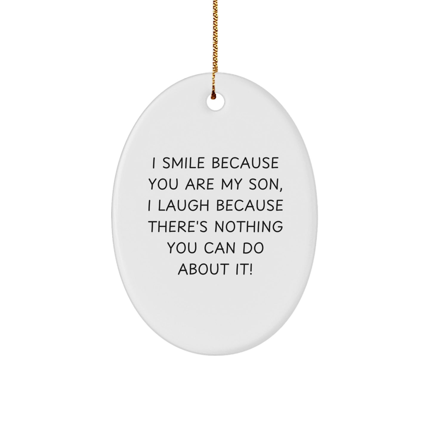 Funny Son Oval Ornament Gifts from Family, for Son, Unique Christmas Decorations - Image 1