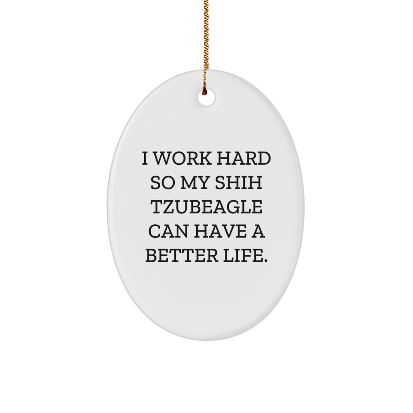 Funny Shih Tzu Dog Lover Gifts from Family for Christmas Unique Decorations Oval Ornament - Image 1