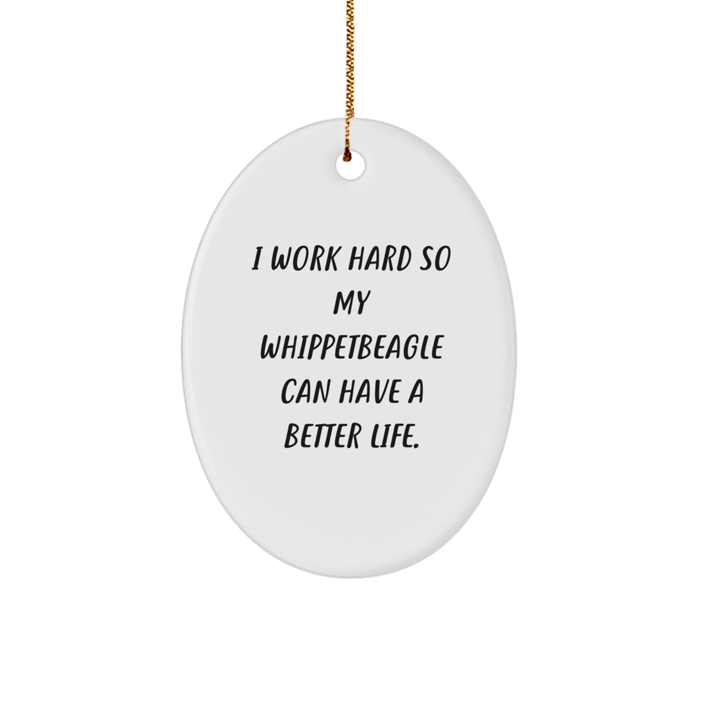 Whippet Dog Lover's Christmas Unique Gift Ideas - Inspirational Oval Ornament, Gifts from Friends for Whippet Dog Owners - Image 1