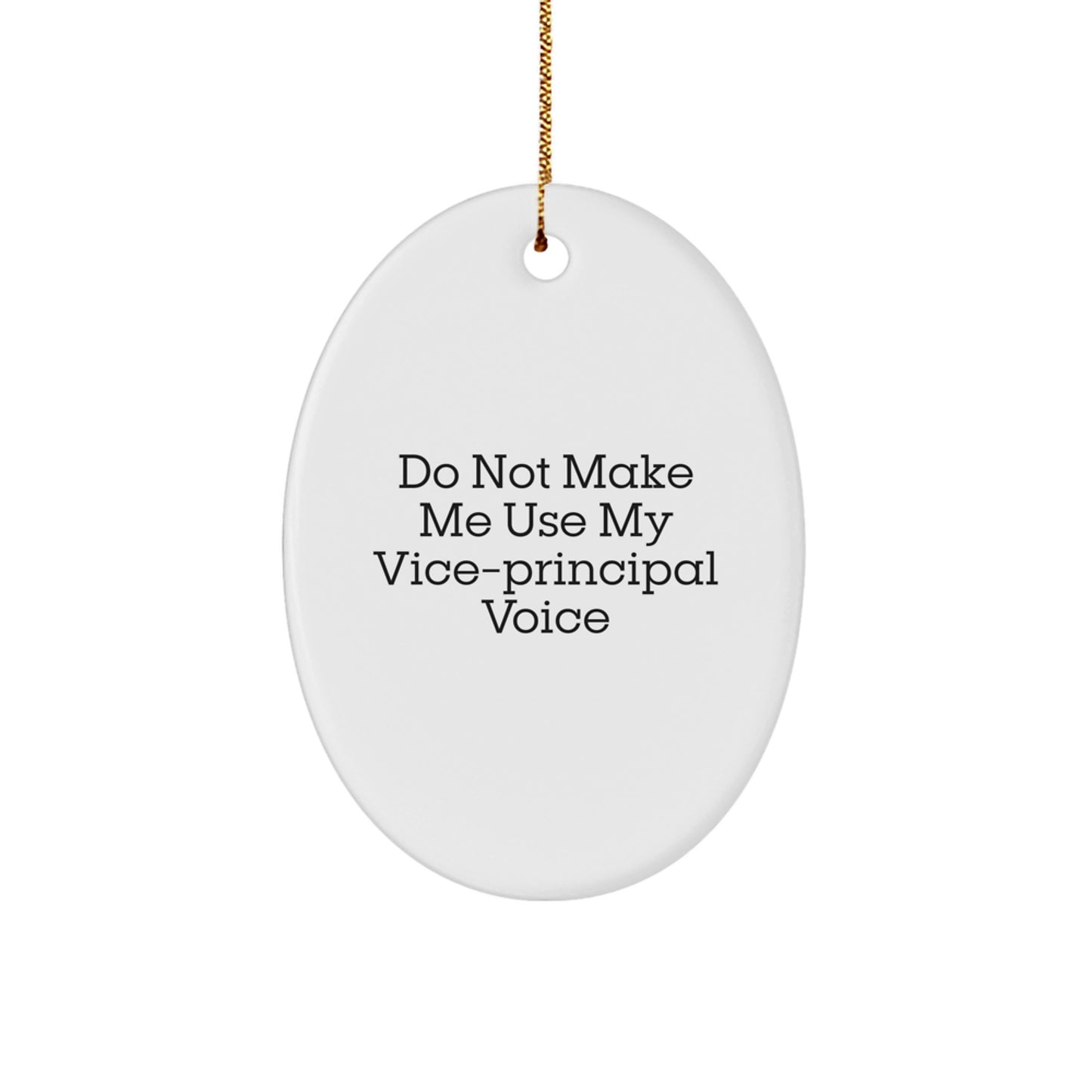 Funny Vice-principal Gifts for Men from Family - Oval Ornament with 'Do Not Make Me Use My Vice-principal Voice' Quote, Christmas Unique Gifts - Image 1