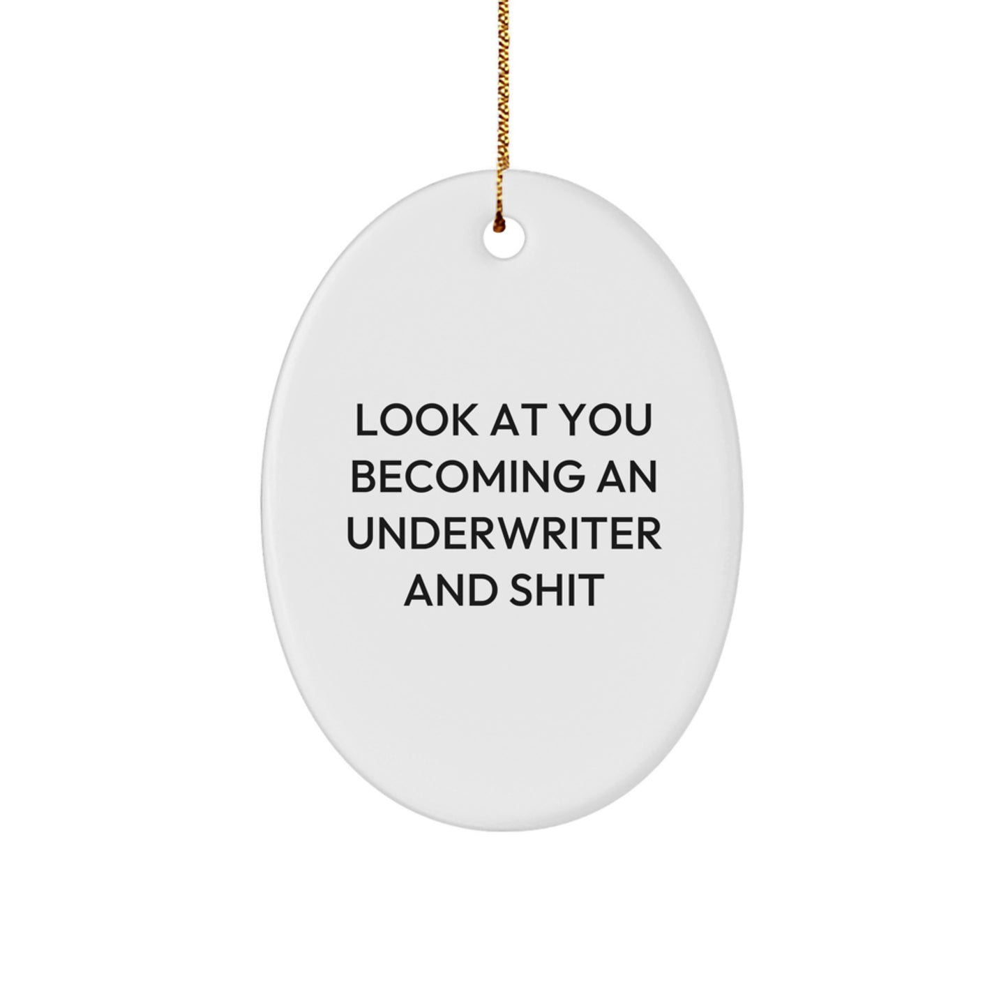 Funny Underwriter Gifts from Friends for Underwriter - Oval Ornament Look At You Becoming An Underwriter And Shit Christmas Unique Gifts - Image 1