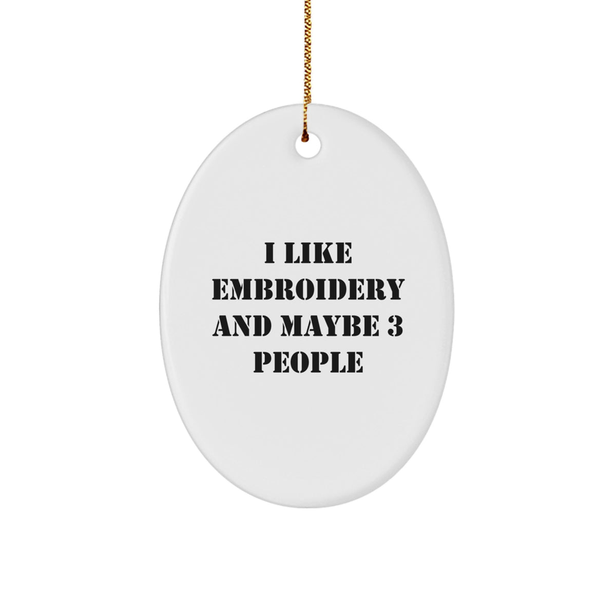 For Him Embroidery Keepsake White Oval Christmas Ornament Gift - Image 1