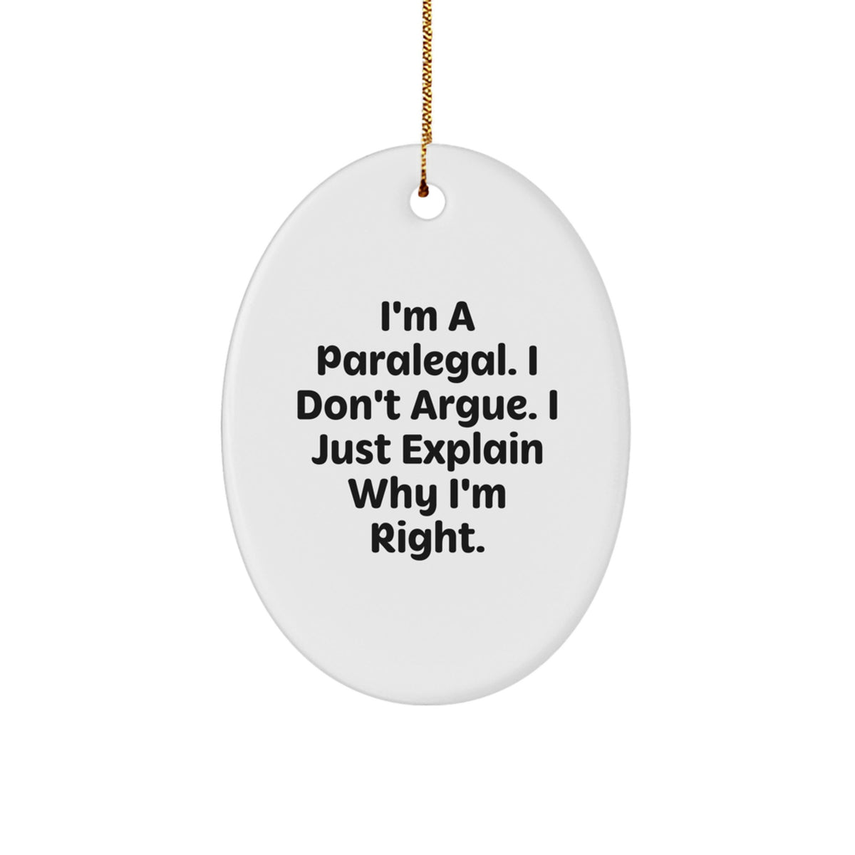 Christmas Gift for Her Paralegal Present Oval Ornament Bright - Image 1