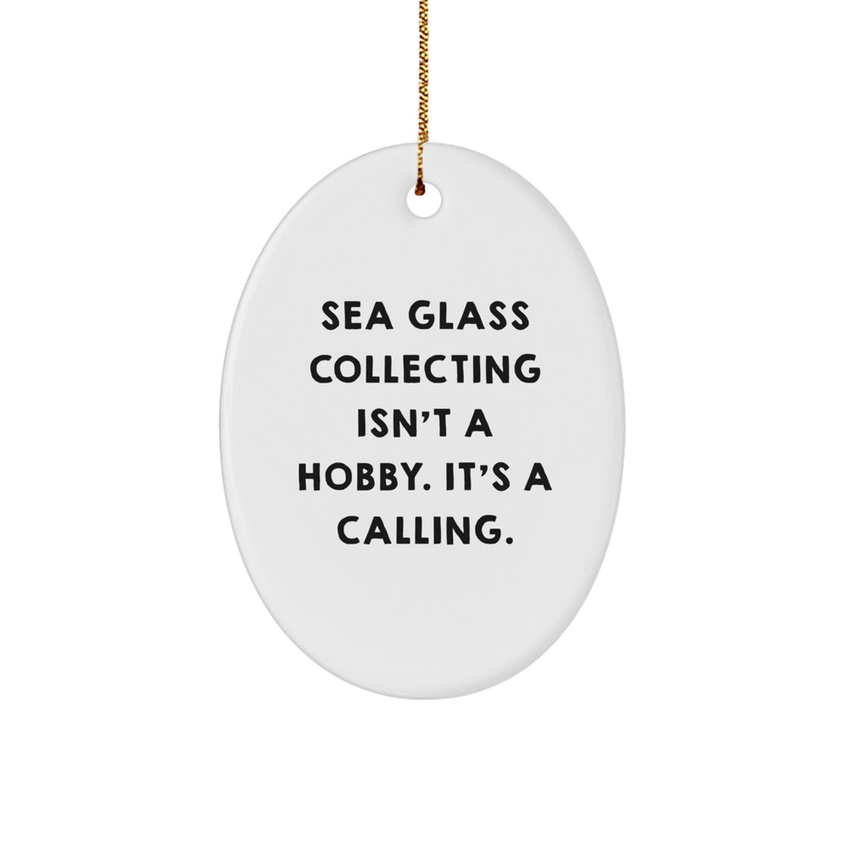 MDF Oval Christmas Ornament Gift for Coworkers – Sea Glass Collecting - Image 1
