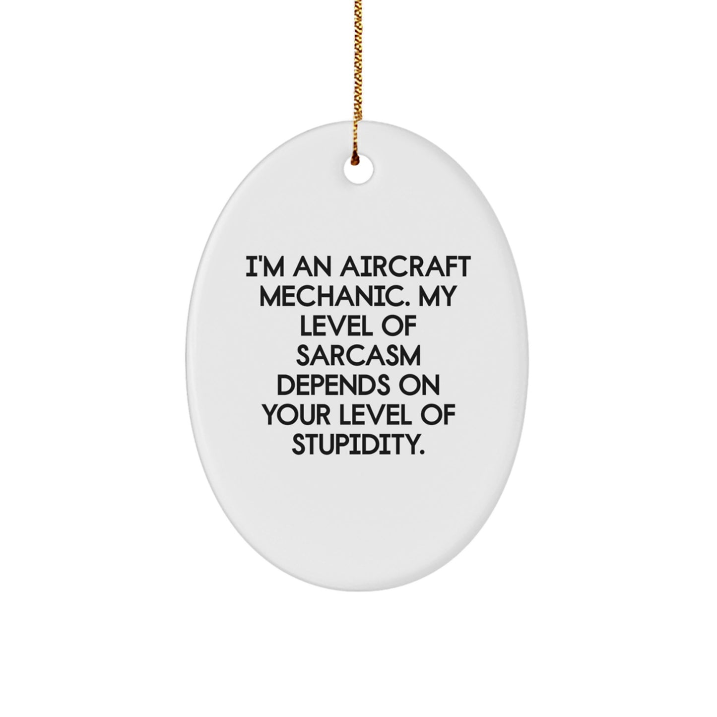 Funny Aircraft Mechanic Oval Ornament Gifts for Men from Family - Christmas Unique Presents - Image 1