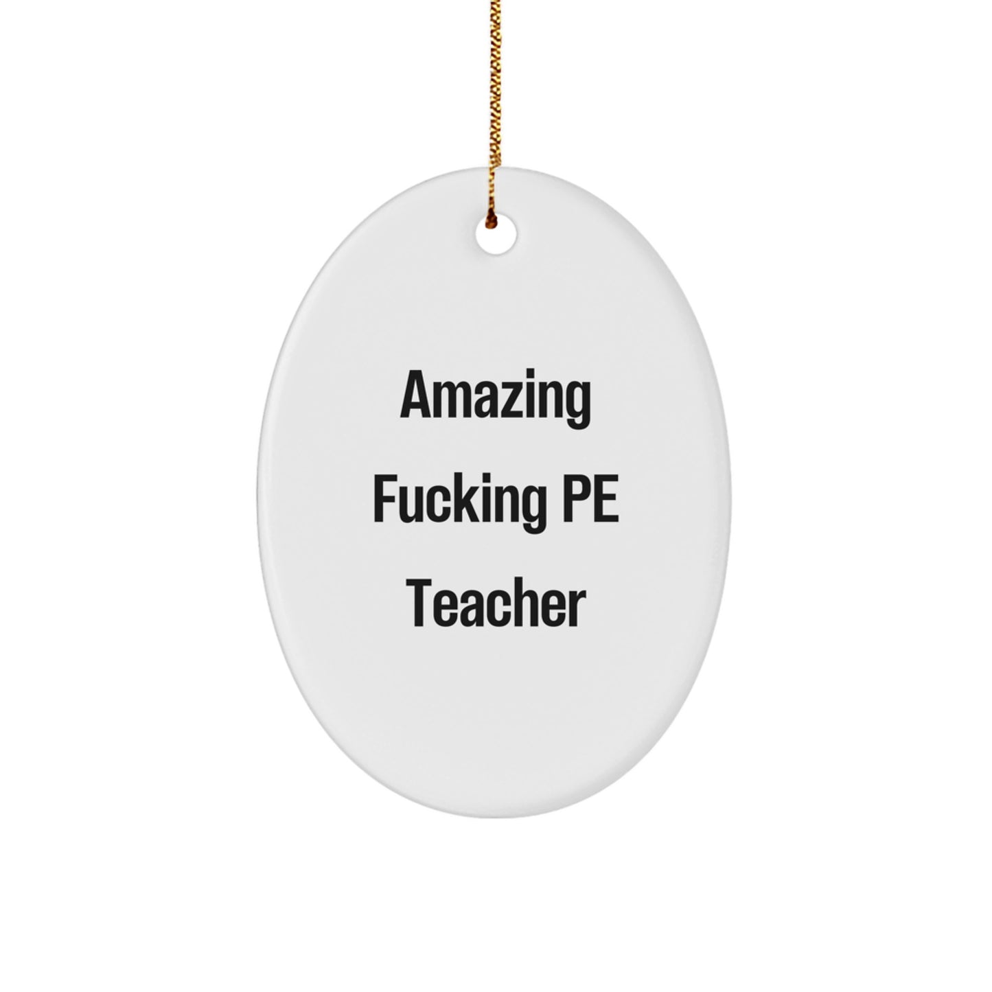 Funny PE Teacher Oval Ornament Gifts for Men or Women Friends from Family - Unique Christmas Decorations - Image 1
