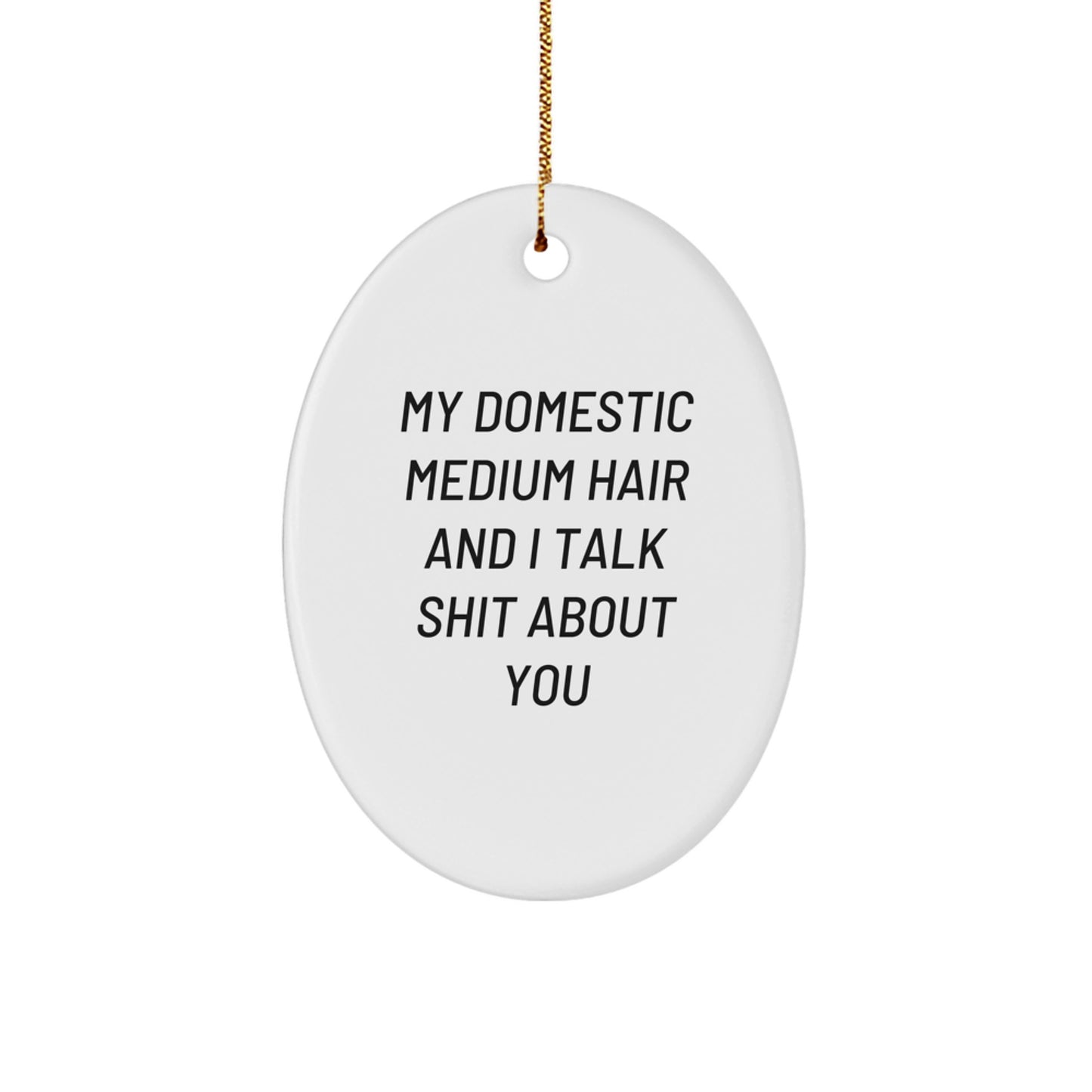 Funny Gifts for Domestic Medium Hair, Oval Ornament, Christmas Ornaments from Friends, Christmas Unique Gifts for Domestic Medium Hair - Image 1