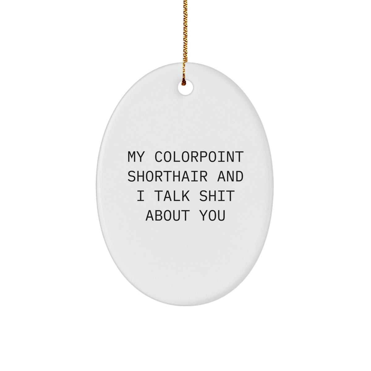 Christmas Ornament Gift for Her Present Colorpoint Shorthair Cat Oval - Image 1