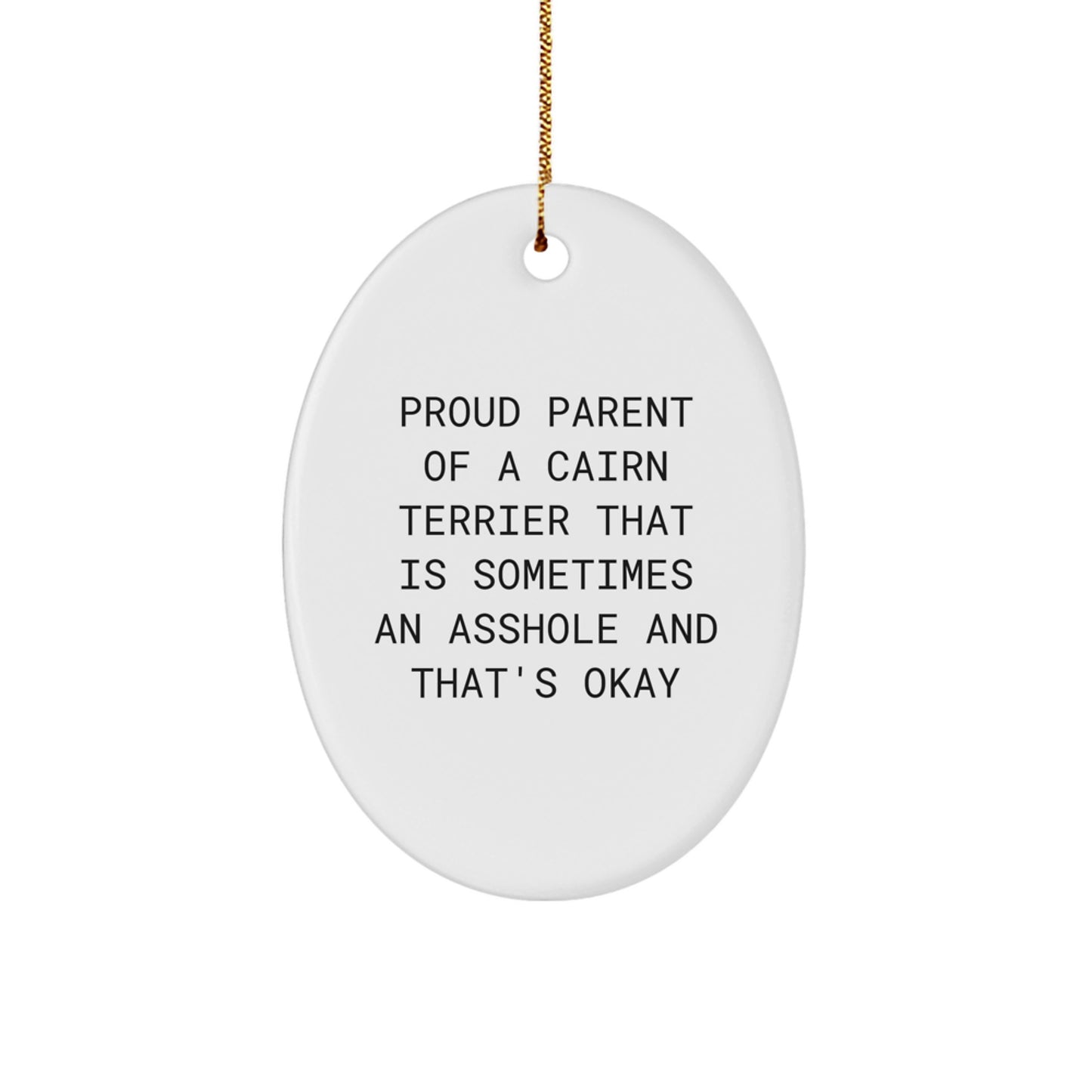 Funny Cairn Terrier Dog Gifts from Men to Family, Proud Parent Oval Ornament for Christmas Unique Gifts - Image 1