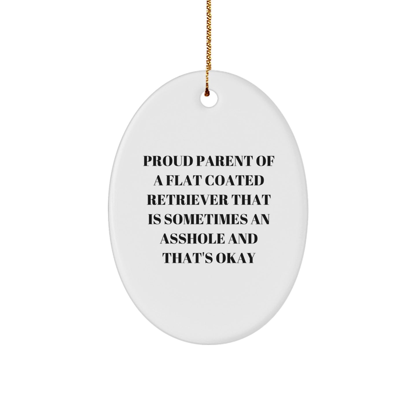 Funny Flat Coated Retriever Dog Oval Ornament Gifts for Men, Women, Friends, Coworkers, Family - Proud Parent Christmas Unique Decorations - Image 1