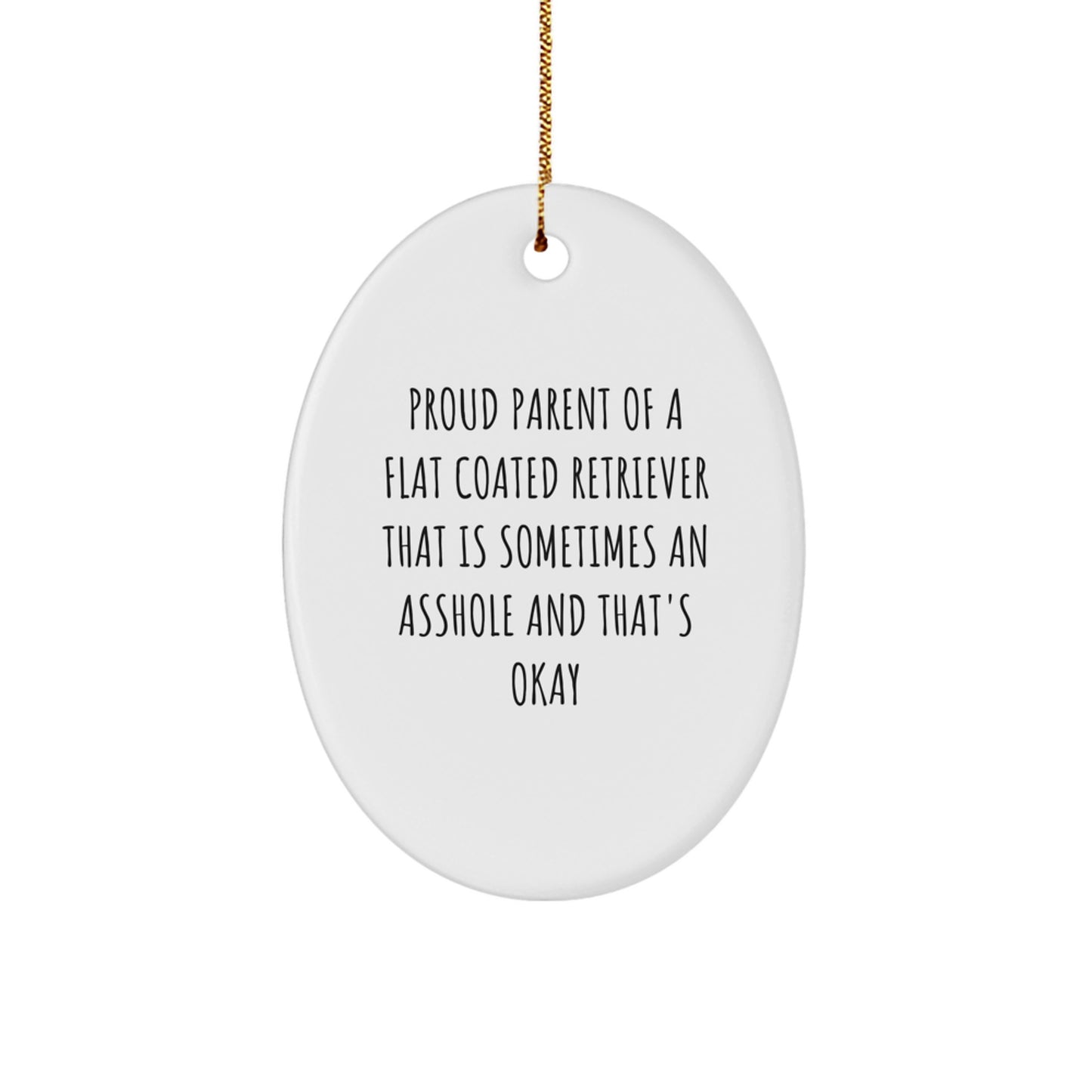 Flat Coated Retriever Dog Christmas Unique Gift Ideas Oval Ornament Proud Parent Quote - Image 1