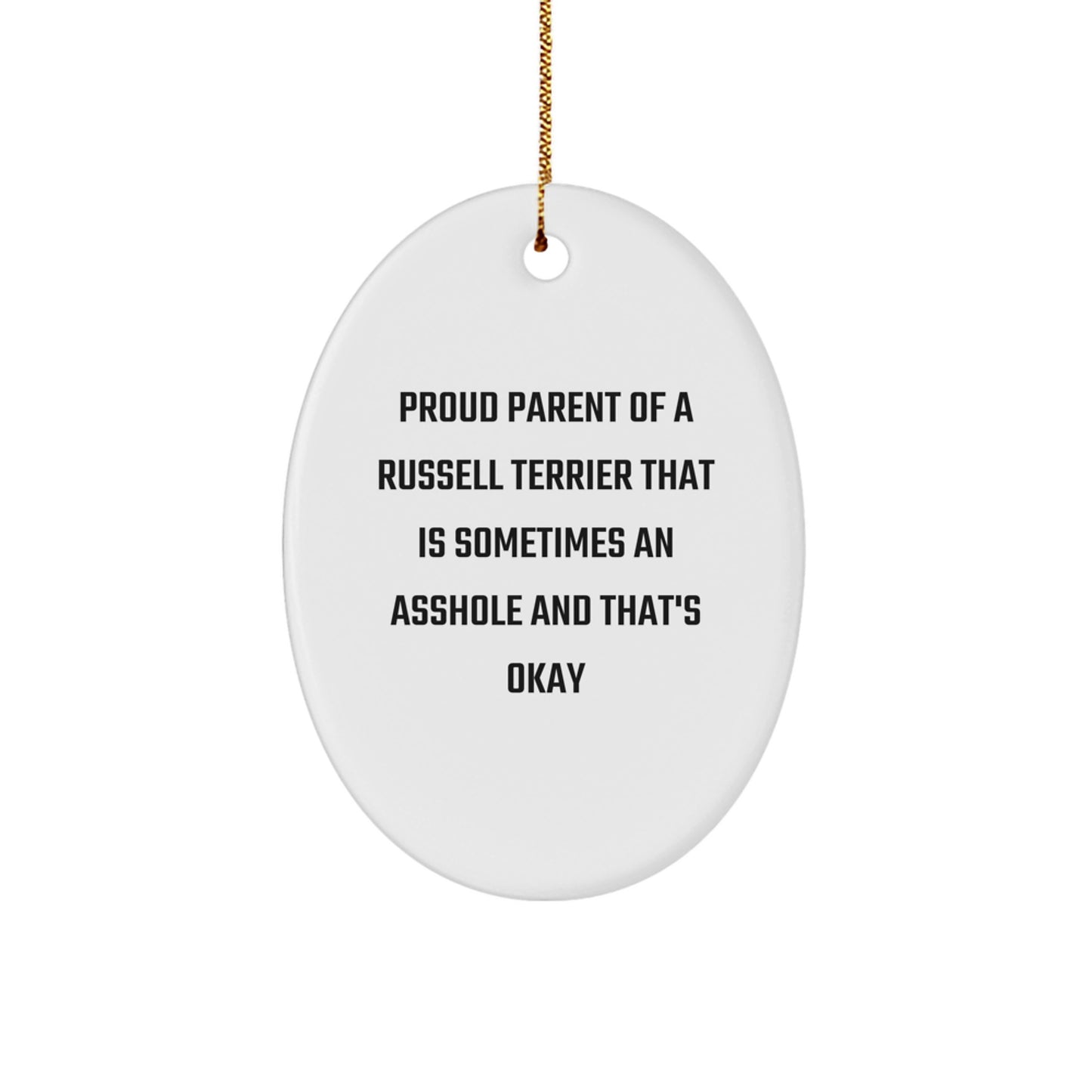 Funny Russell Terrier Dog Oval Ornament Gifts for Russell Terrier Dog Lovers by Proud Parents, Christmas Unique Gifts from Men to Russell Terrier Dog Owners - Image 1