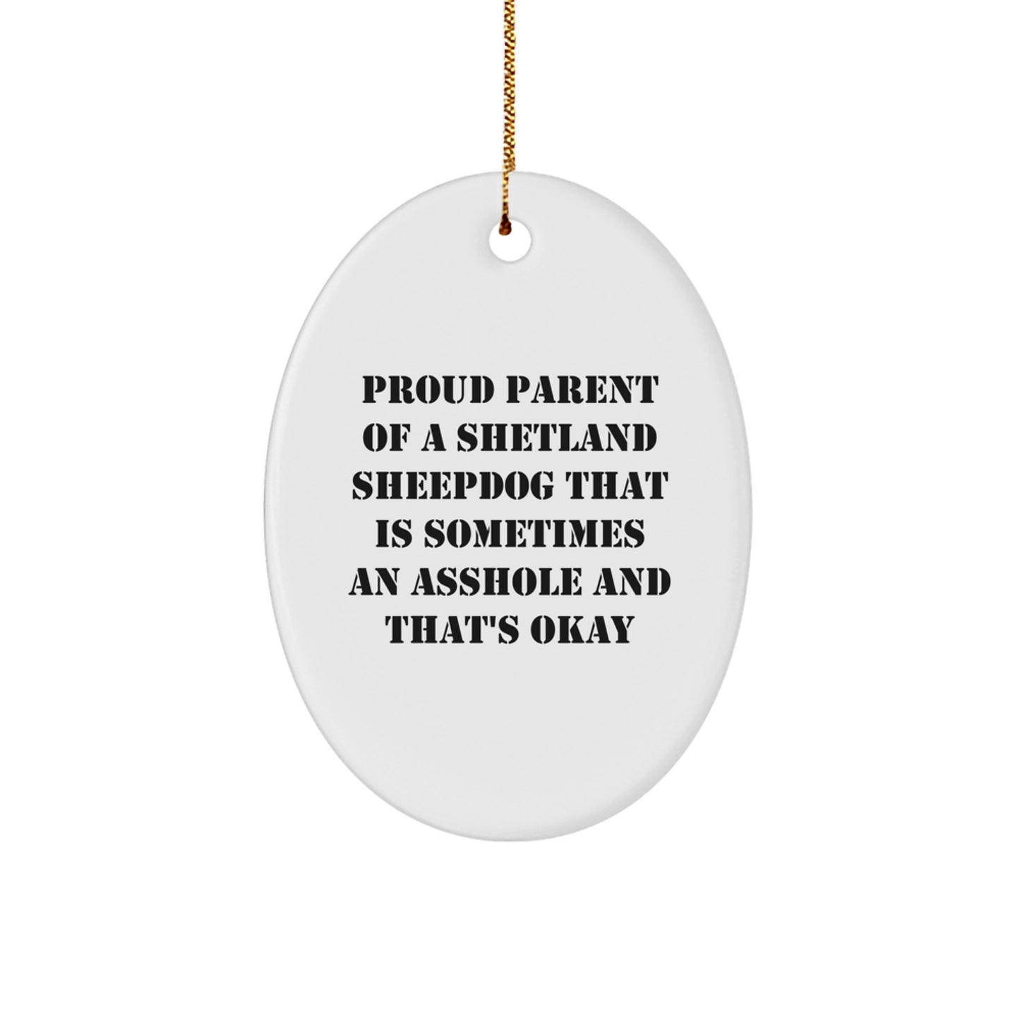 Fun Shetland Sheepdog Oval Ornament Gift from Friends for Mom Dad Family, Proud Parent Shetland Sheepdog Christmas Unique Decorations - Image 1