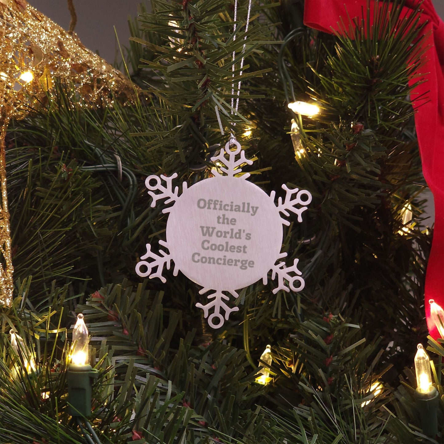 Funny Concierge Gifts from Friends for Men The World's Coolest Concierge Snowflake Ornament - Image 3