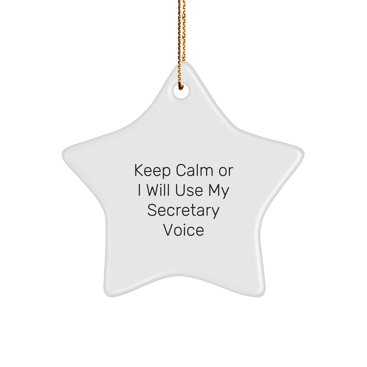 Funny Secretary Gifts for Her - Keep Calm or I Will Use My Secretary Voice Star Ornament, Durable MDF with High-Gloss Finish, Great Christmas Unique Gifts from Women - Image 1
