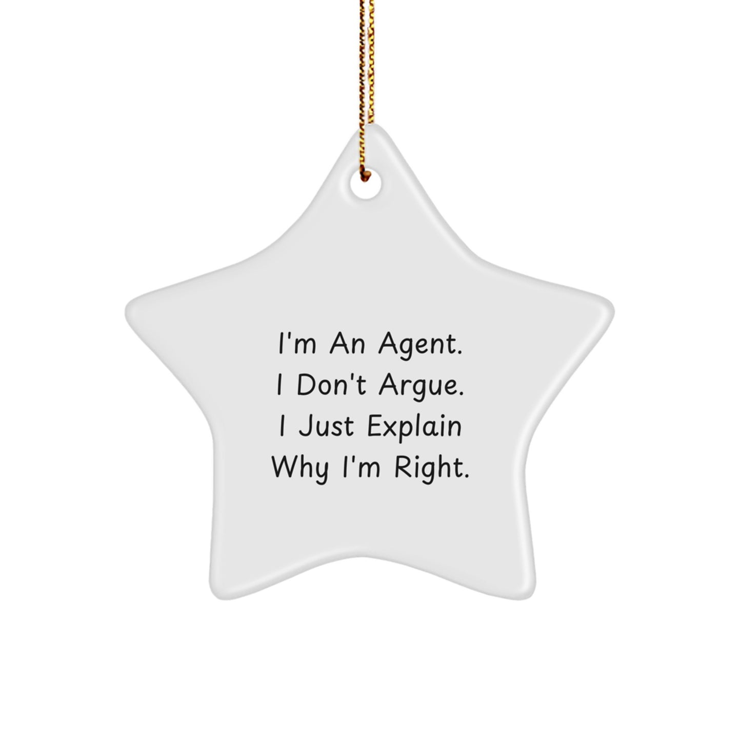 Christmas Agent Star Ornaments Funny Quote Gifts from Friends for Agent Men Women Coworkers Family - Image 1