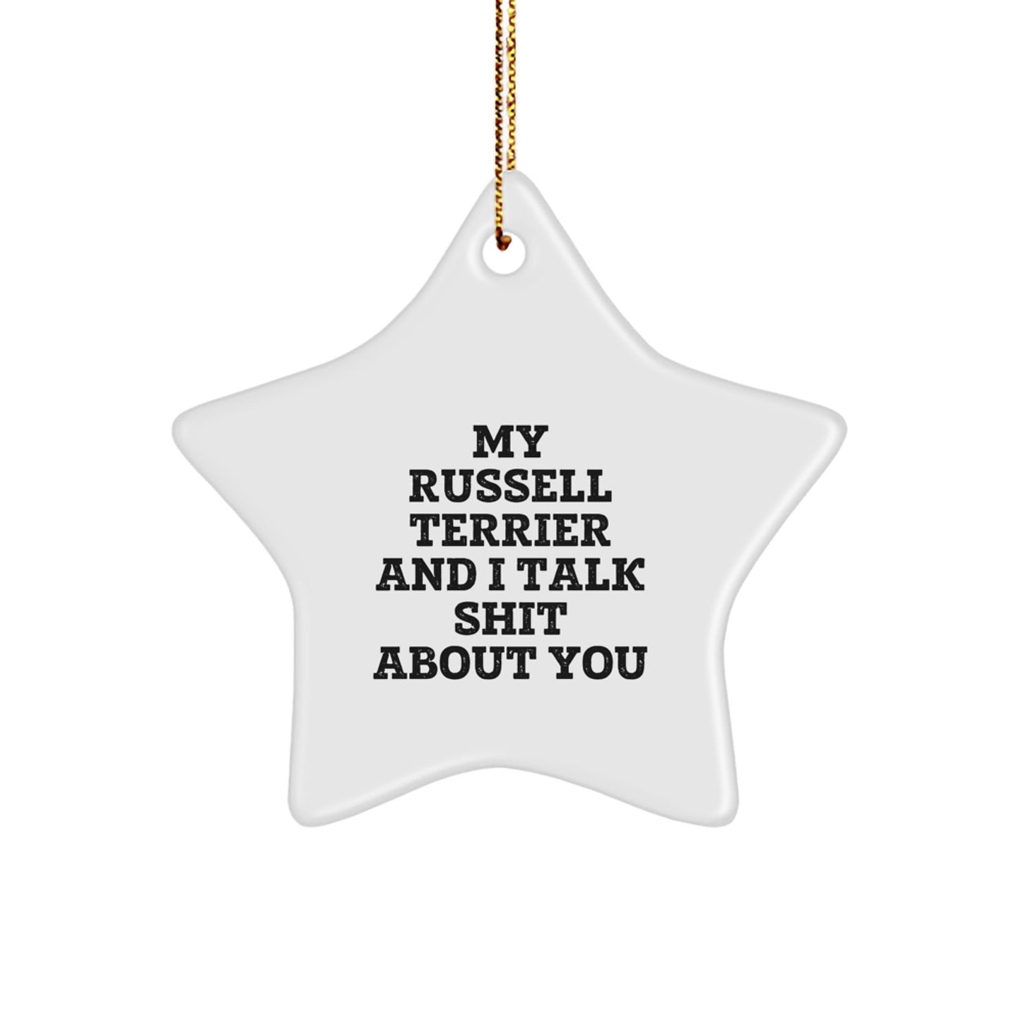 Russell Terrier Dog Funny Star Ornament Gifts from Men to Friends for Christmas Unique - Image 1