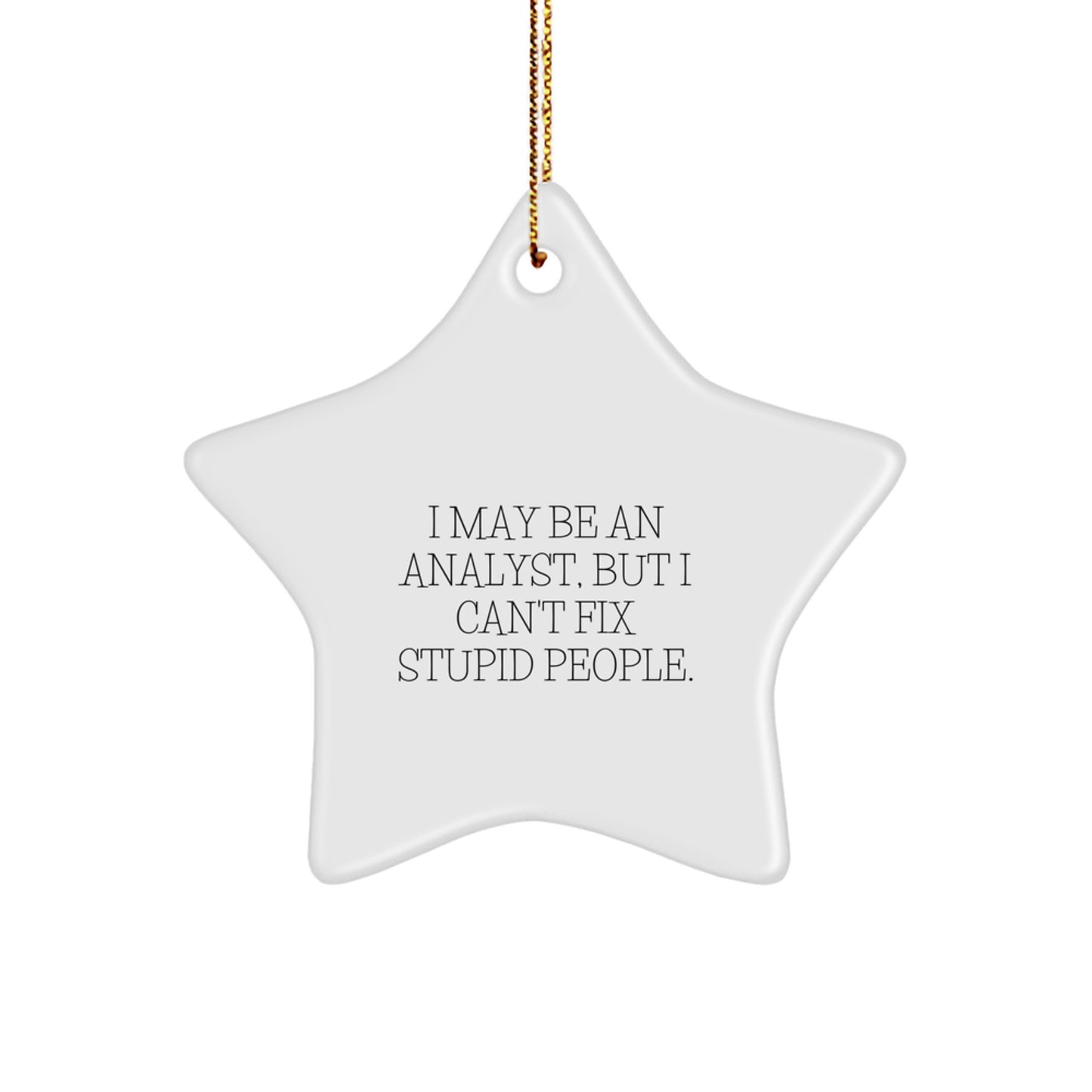 Funny Analyst Gifts for Christmas, Star Ornament with Quote I May Be An Analyst But I Can't Fix Stupid People Gifts from Friends to Colleagues - Image 1