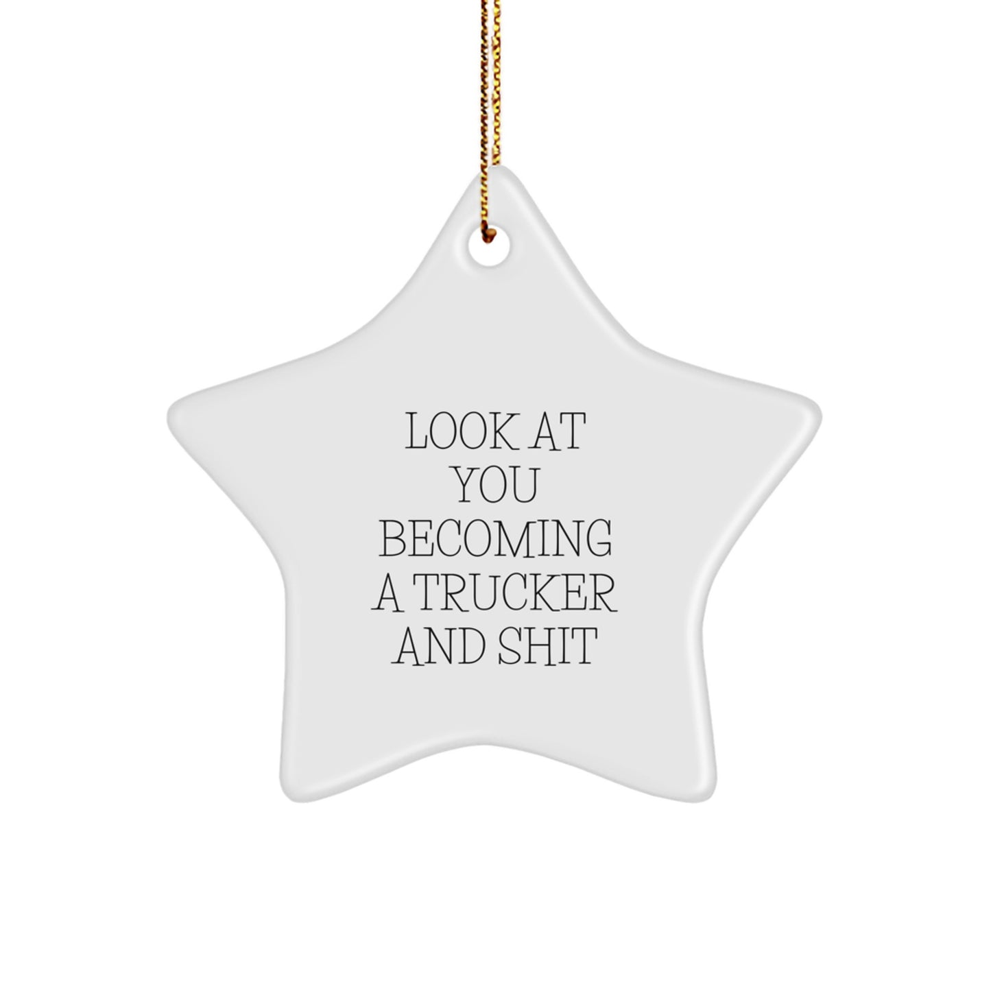 Funny Trucker Gifts from Friends, Unique Christmas Star Ornament, Inspirational Quote for Men Becoming a Trucker - Image 1