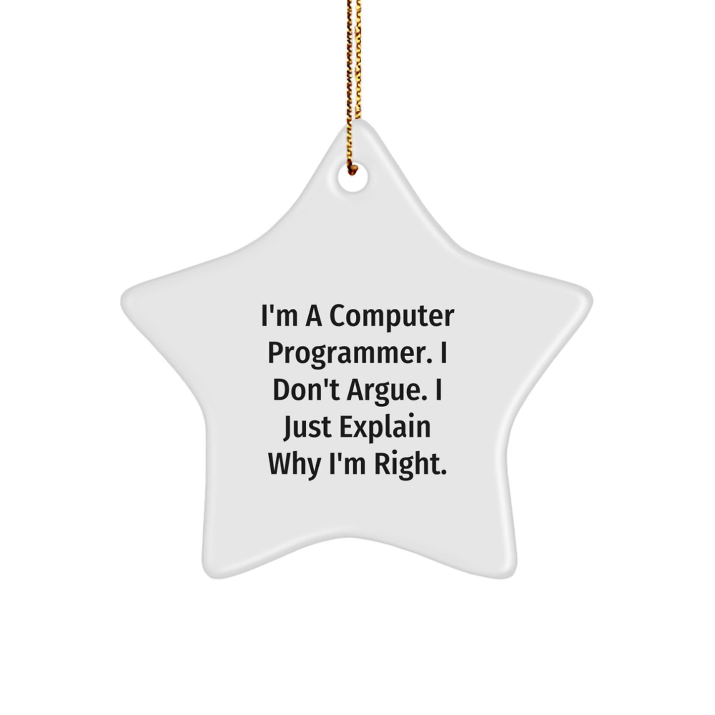 Funny Computer Programmer Gifts - Star Ornament, I'm Right Quote, Christmas Unique Gifts from Men to Friends - Image 1
