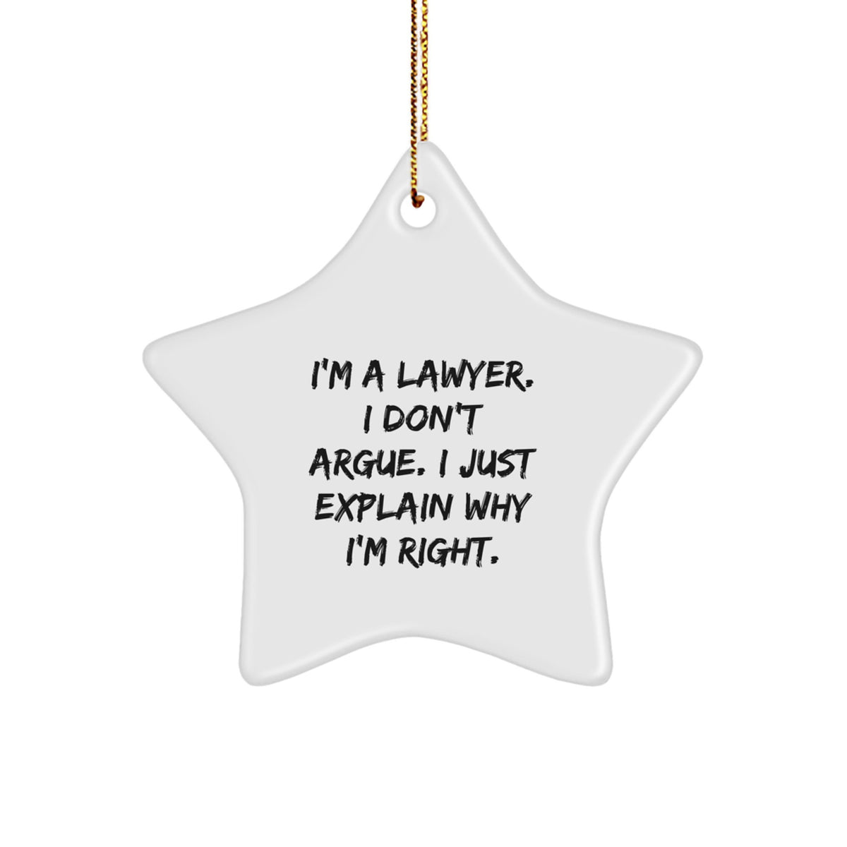 Christmas Unique Gift Lawyer Star Ornament for Teens Surprise I Don't Argue - Image 1