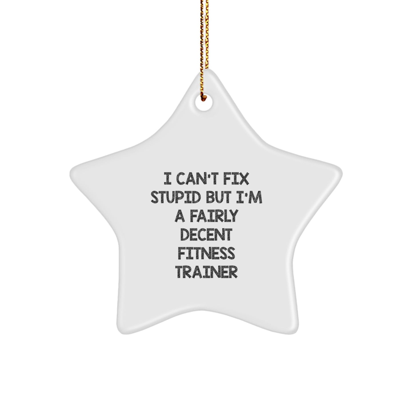 Funny Fitness Trainer Christmas Unique Gift from Friends to Men, Star Ornament I Cant Fix Stupid But Im A Decent Fitness Trainer, Holiday Unique Gifts - Image 1