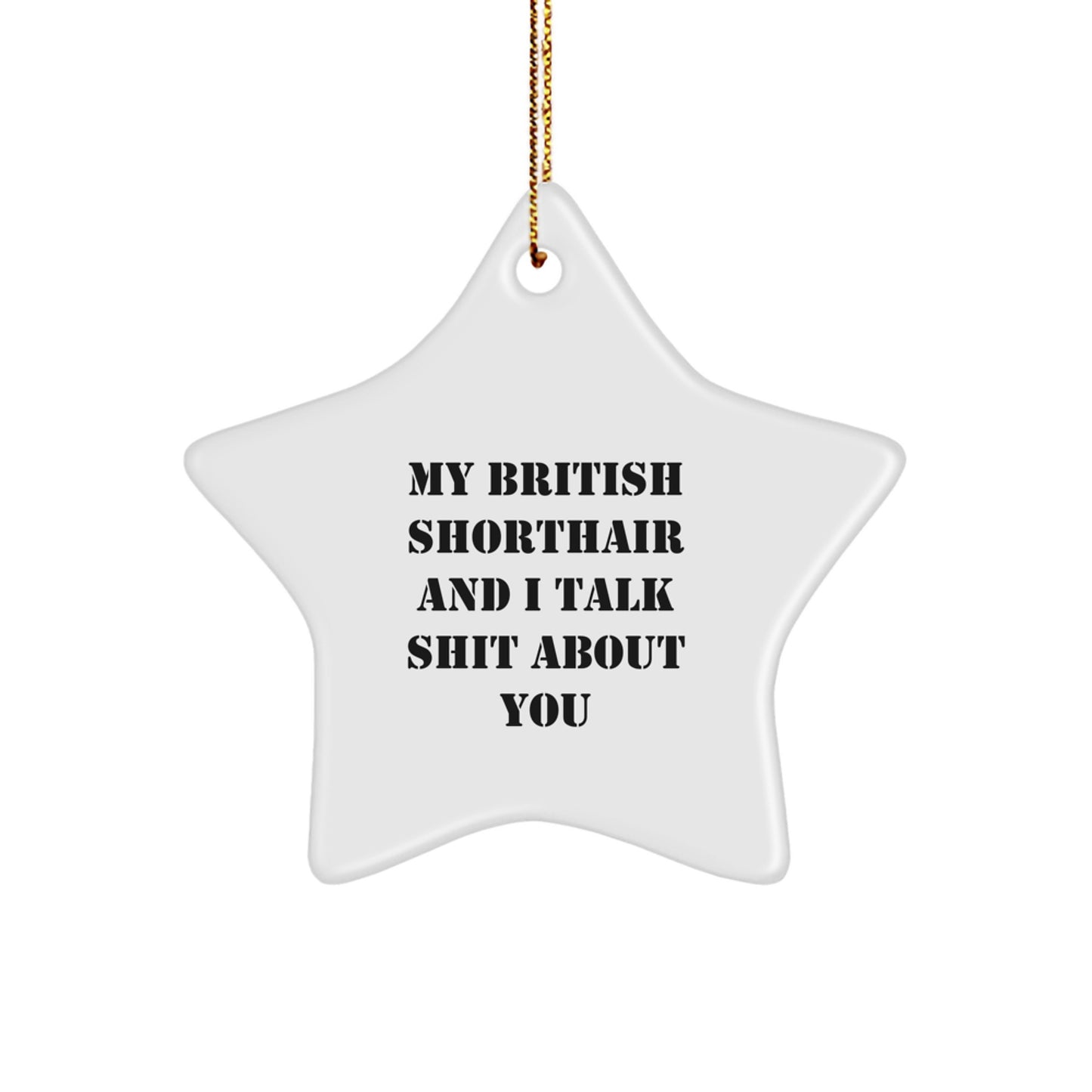 British Shorthair Cat Gifts, Funny Quote, Star Ornament, Gifts from Friends for Christmas Unique Present - Image 1