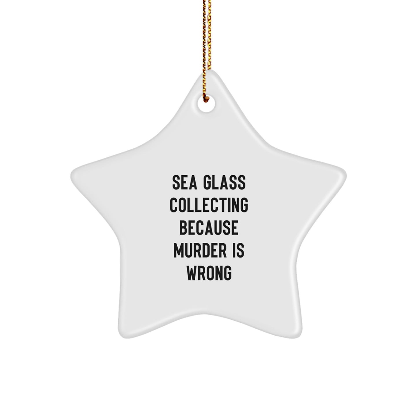 Unique Sea Glass Collecting Gifts from Friends for Christmas Star Ornament with Funny Quote - Image 1